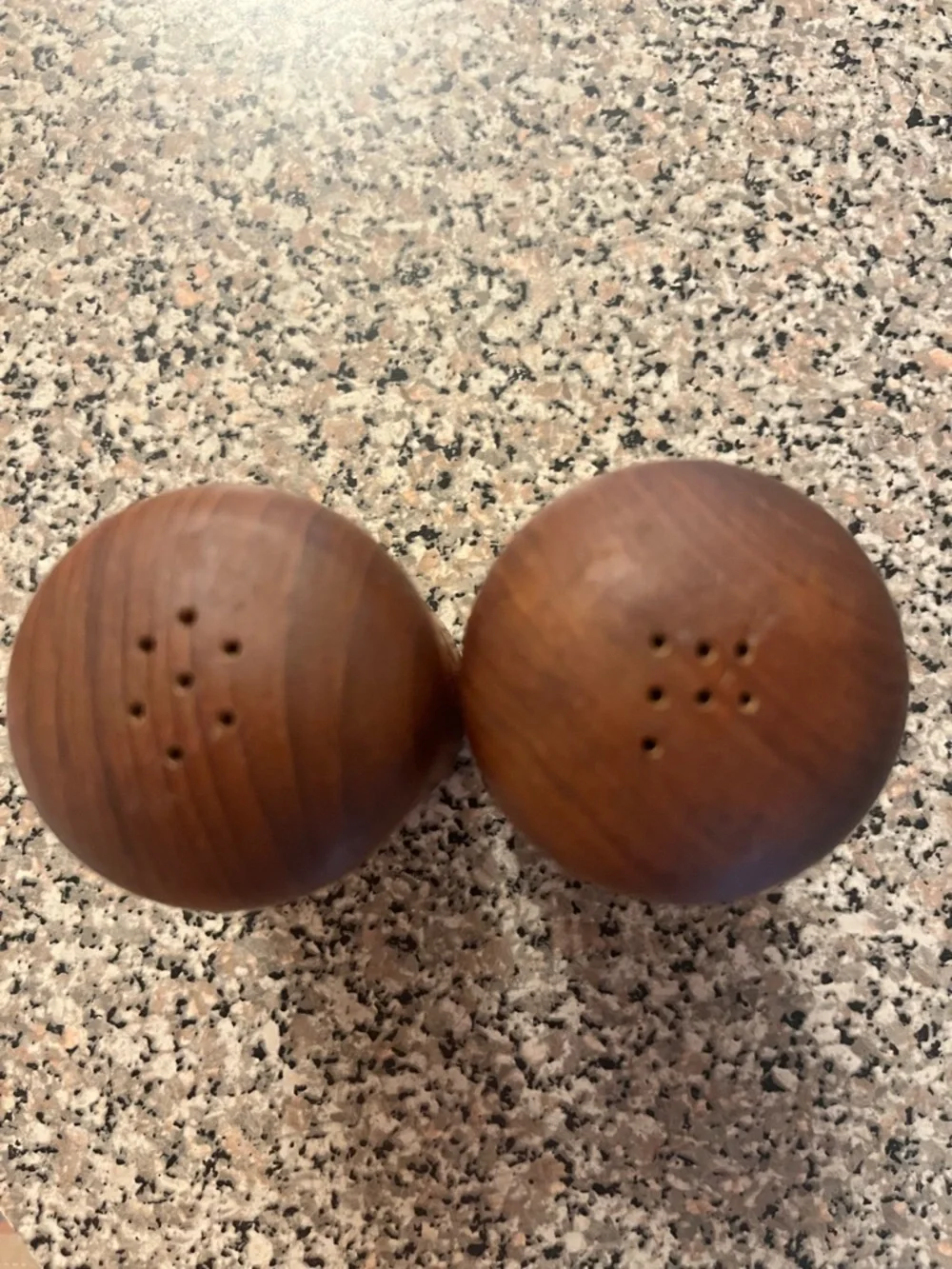 Vintage Mid-Century Teak Wooden Salt and Pepper Shakers - Brown